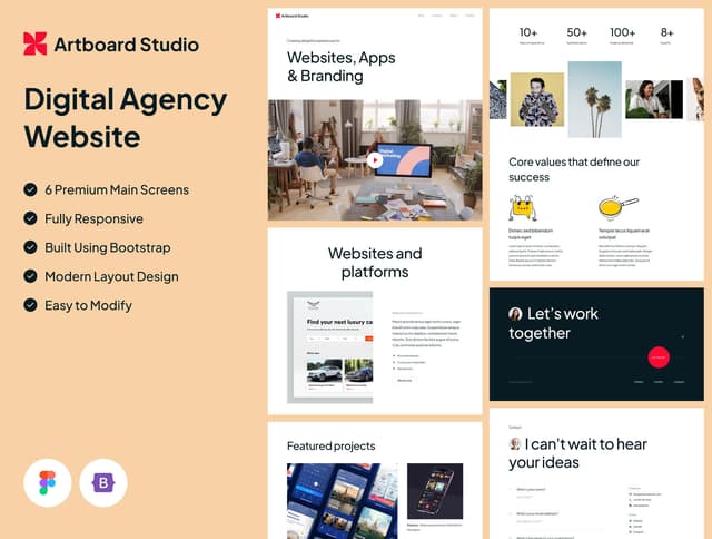 Artboard Studio - Premium Design Agency Template with Figma + Bootstrap
