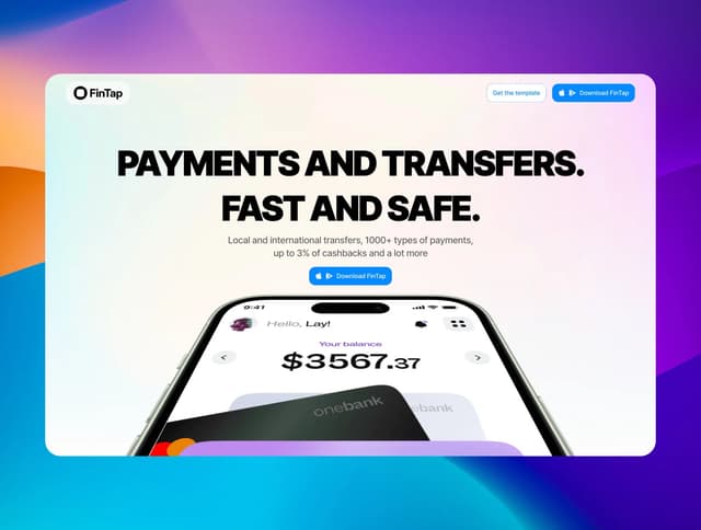 FinTap - Mobile App Landing Page - Framer template