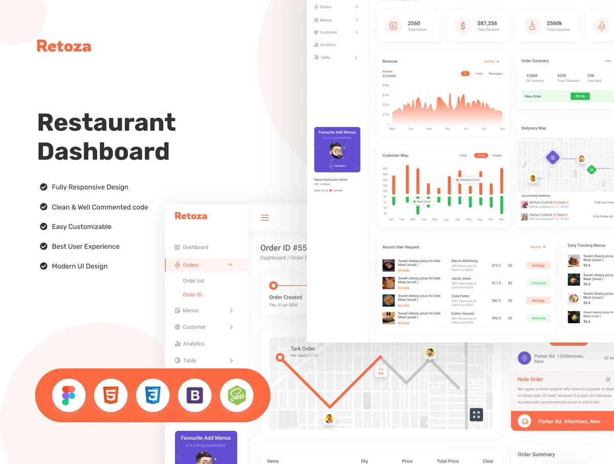 Retoza - Restaurant Dashboard (Design + Code)