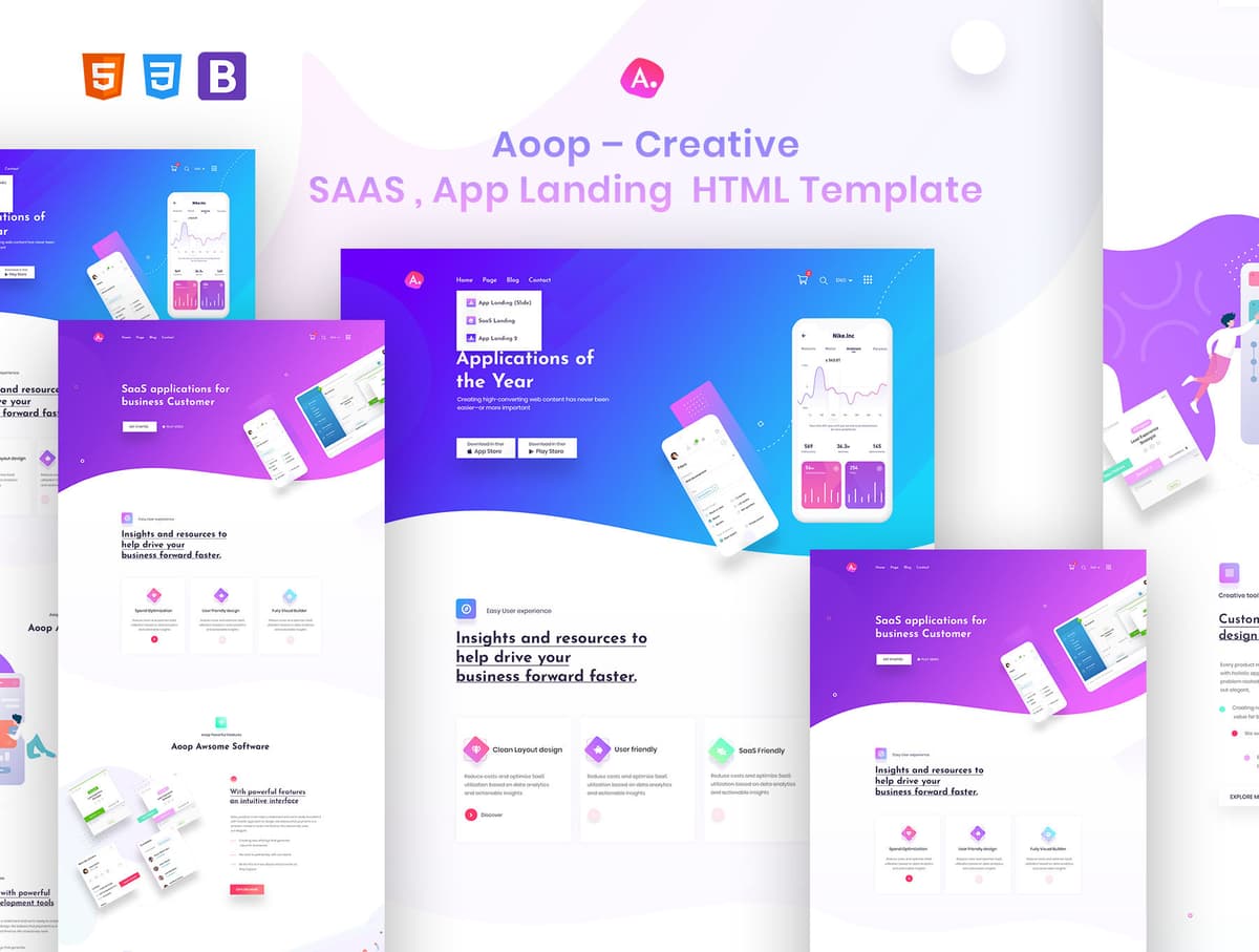 Aoop - SaaS & App Landing HTML