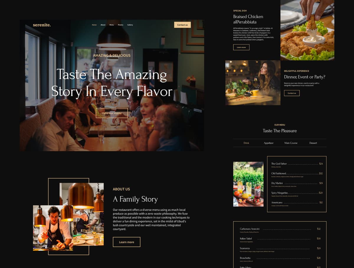 Restaurant Landing Page - Serenite