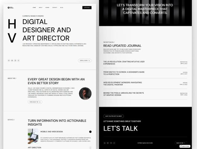 Hugo Vicario - Framer Template For Personal Portfolio Website